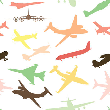 Aircraft, airplane, plane flying vector seamless travel transport background .のイラスト素材