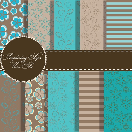 set of beaautiful vector paper for scrapbookのイラスト素材