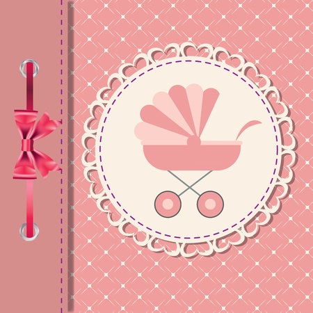 Vector illustration of pink baby carriage for newborn girlのイラスト素材