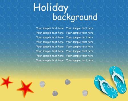 sandals and starfish at beach nature summer vector backgroundのイラスト素材