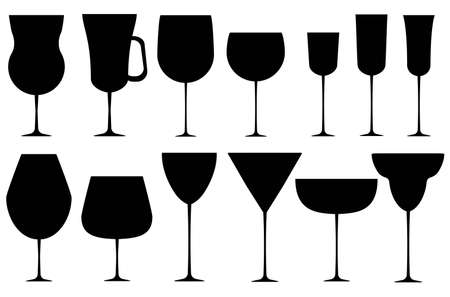 Set of black alcoholic glass.のイラスト素材