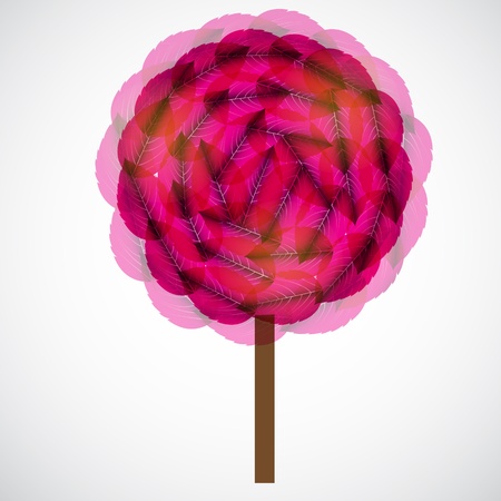 Tree with pink leaves illustration のイラスト素材