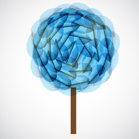 Tree with blue leaves illustration のイラスト素材