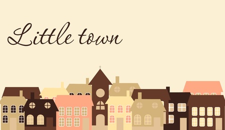 Card with a beautiful little  town. Vector illustrationのイラスト素材