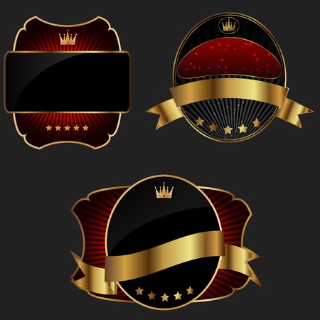 Decorative ornate golden vector frames on dark backgroundのイラスト素材