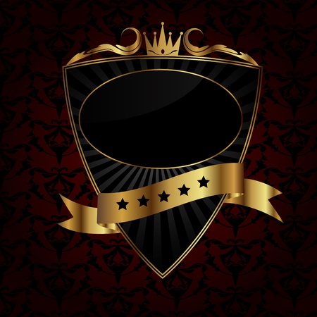 Decorative ornate golden vector frame on dark backgroundのイラスト素材