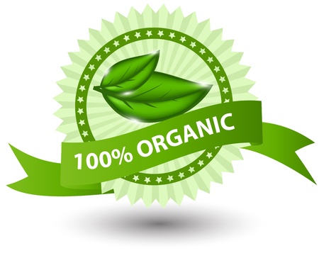 100% natural green label isolated on whiteのイラスト素材