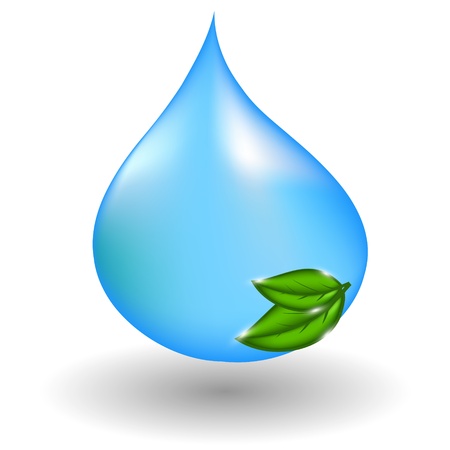 water drop with green leaves. illustrationのイラスト素材