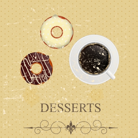Retro vintage grunge style dessert menu   illustrationのイラスト素材