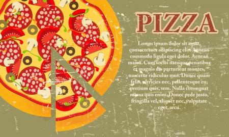 Pizza Menu Template in vintage retro grunge style illustrationのイラスト素材