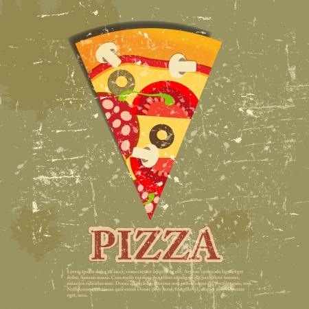 Pizza Menu Template in vintage retro grunge style  illustrationのイラスト素材