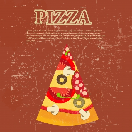 Pizza Menu Template in vintage retro grunge style  illustrationのイラスト素材