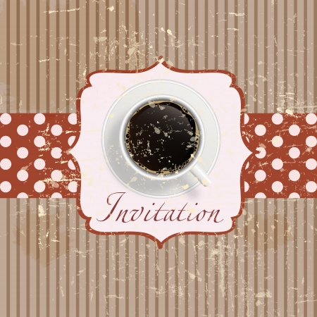 coffee invitation background in retro vintage grunge styleのイラスト素材