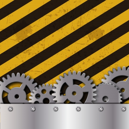 Metal frame on grunge striped cunstruction background のイラスト素材
