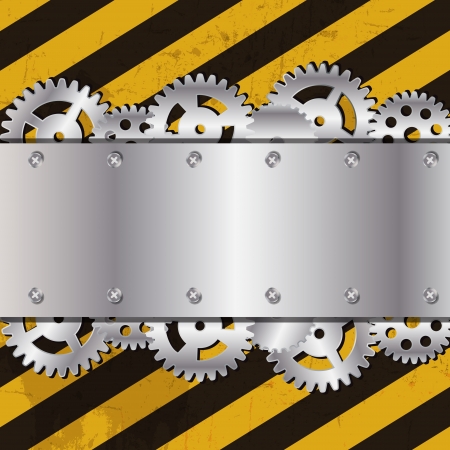 Metal frame on grunge striped cunstruction background のイラスト素材