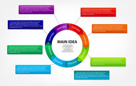 Concept of colorful circular banners with arrows for different bのイラスト素材
