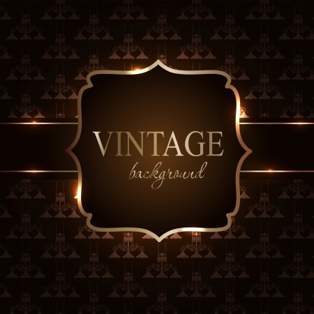 Vintage background with golden frame illustrationの写真素材