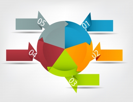 Concept of colorful circular banners with arrows for different bのイラスト素材