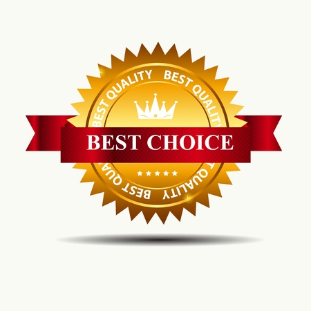 Vector best choice retro  label with gold ribbon のイラスト素材