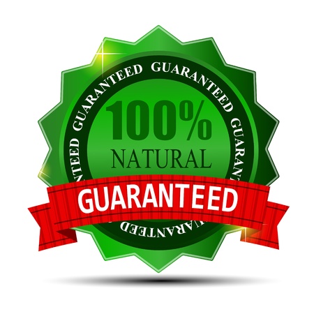100  natural green label isolated on white vector illustrationのイラスト素材