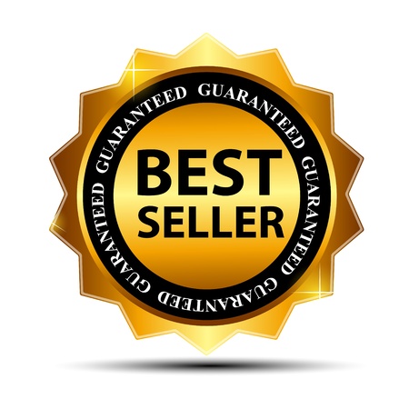 Vector Best Seller label with red ribbon のイラスト素材