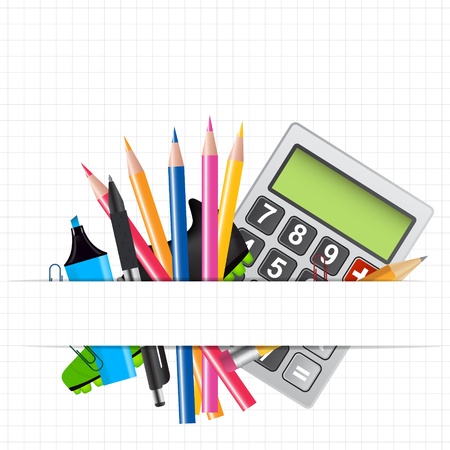 School theme background with different tools  Vector illustratioのイラスト素材
