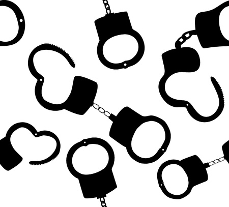 Seamless pattern of handcuffs silhouettes vector illustration onのイラスト素材