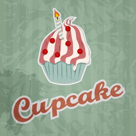 cupcake retro background  Vector illustrationのイラスト素材