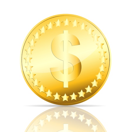 gold coin vector illustration on whiteのイラスト素材