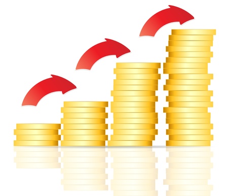 gold coin vector illustration on whiteのイラスト素材