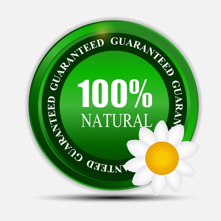 100  natural green label isolated on white vector illustrationのイラスト素材