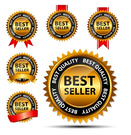 Vector best seller gold sign, label templateのイラスト素材