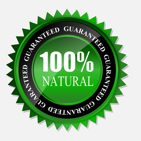 100  natural green label isolated on white vector illustrationのイラスト素材