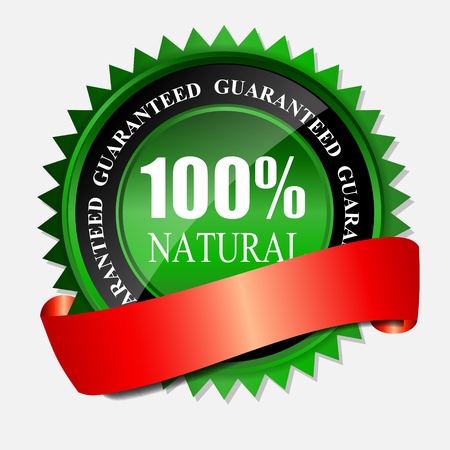 100  natural green label isolated on white vector illustrationのイラスト素材