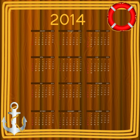 2014 new year calendar illustration.のイラスト素材
