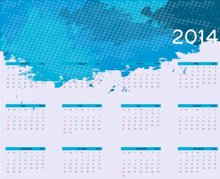 2014 new year calendar illustration.のイラスト素材