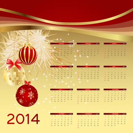 2014 new year calendar illustration.のイラスト素材
