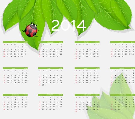 2014 new year calendar illustrationのイラスト素材