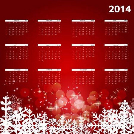 2014 new year calendar illustrationのイラスト素材