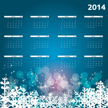 2014 new year calendar illustrationのイラスト素材