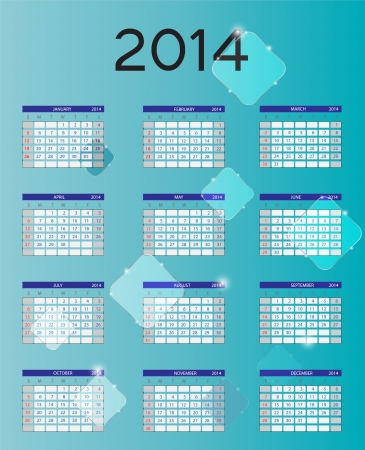 2014 new year calendar illustrationのイラスト素材