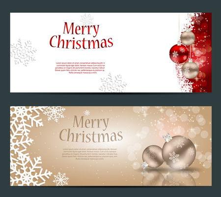 Set of cards with Christmas BALLS, stars and snowflakes,vector  illustrationのイラスト素材