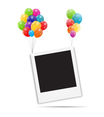 Color glossy balloons birthday card  background vector illustrationのイラスト素材