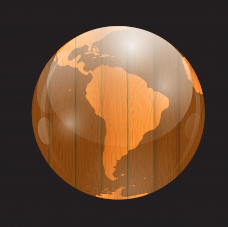 Brown boards World Map Illustration.のイラスト素材