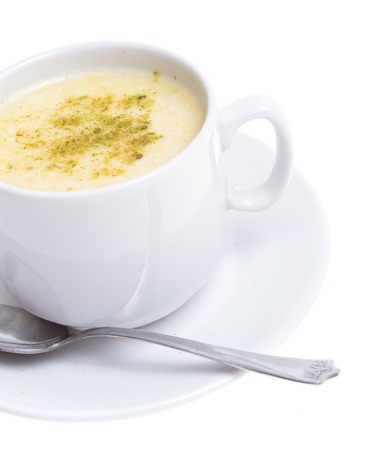 vegetable soup on whiteの写真素材