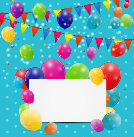 Color glossy balloons birthday card  background vector illustrationのイラスト素材