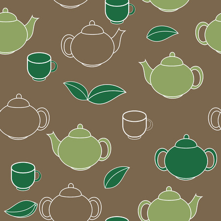 Tea Seamless Pattern Background Illustrationのイラスト素材