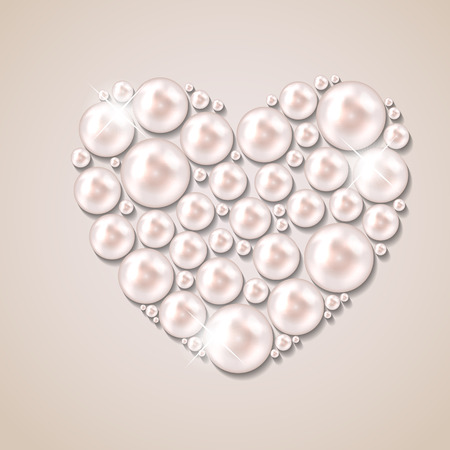 Pearl heart vector illustration backgroundのイラスト素材