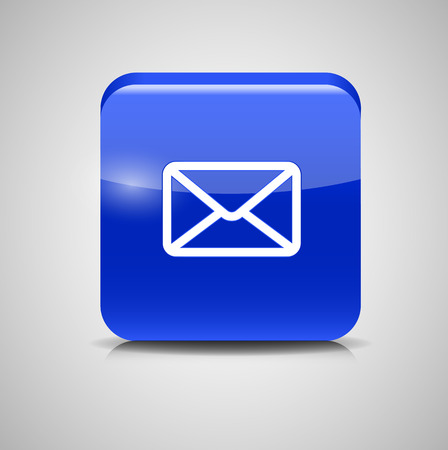 Glass Mail Button Icon. Vector Illustrationのイラスト素材