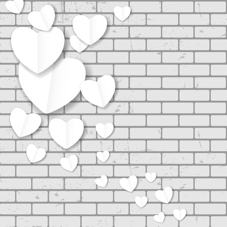Valentines day paper heart backgroung, vector illustration.のイラスト素材